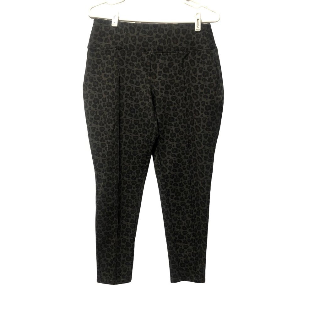 APT 9 Leggings Womens Size Large Gray Black Brown Leopard Print Stretch Pants